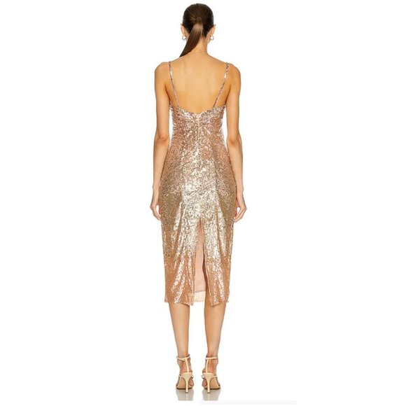 Rêve Riche Maida Midi Dress in Champagne Degrade Size 36 XS 2-4 US $1095 - Picture 7 of 9